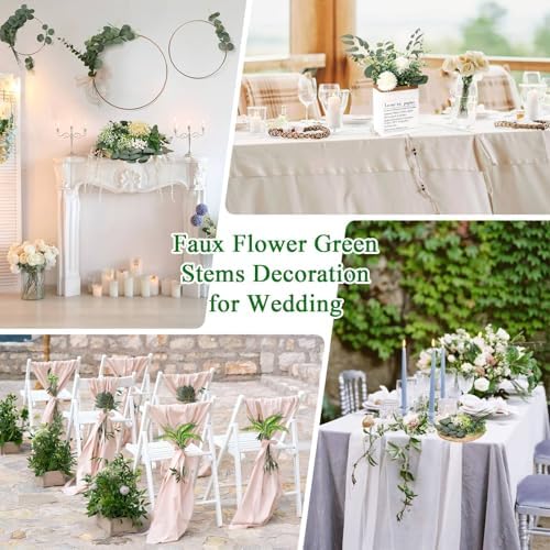 120 Pcs Mixed Artificial Eucalyptus Stems and Flowers Bundle