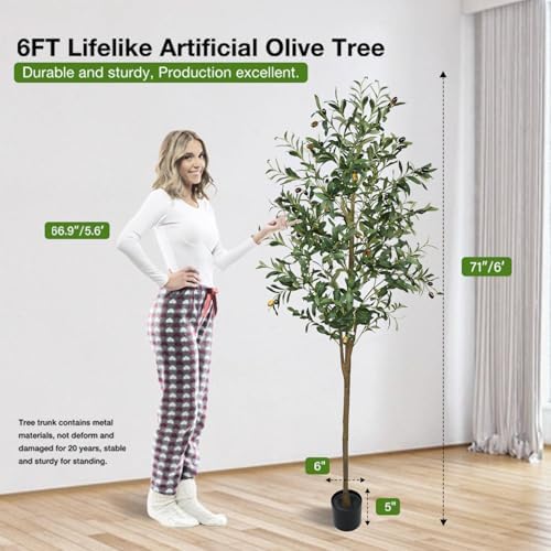6FT Potted Artificial Olive Tree for Home Office Decor