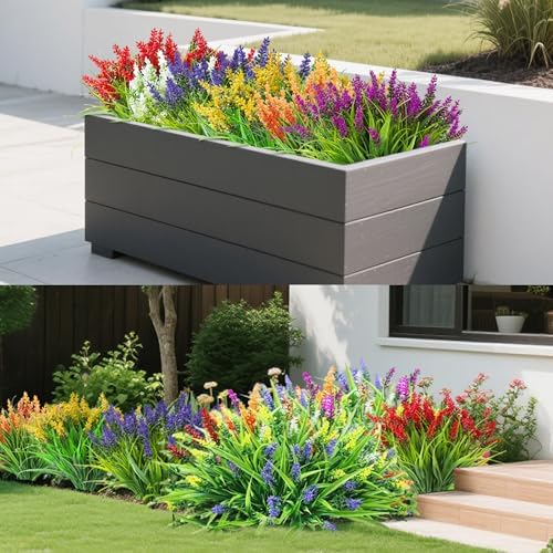 24 Bundles Artificial Lavender Flowers for Outdoor Decor