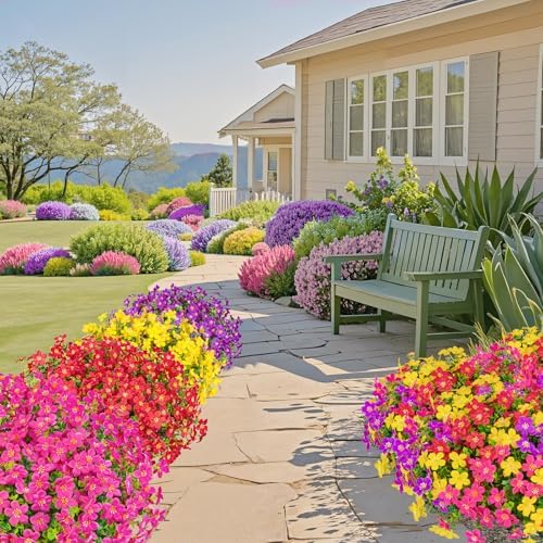 16 Piece Artificial Flowers Outdoor Decor UV Resistant