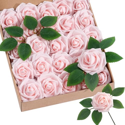 BLISOUL Artificial Flowers Real Looking Rose 25pcs