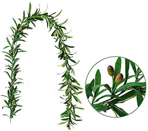 Artificial Olive Leaf Garland with Fake Fruits 2PCS