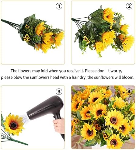 AmyHomie Artificial Sunflower Bouquets 2 Bunches