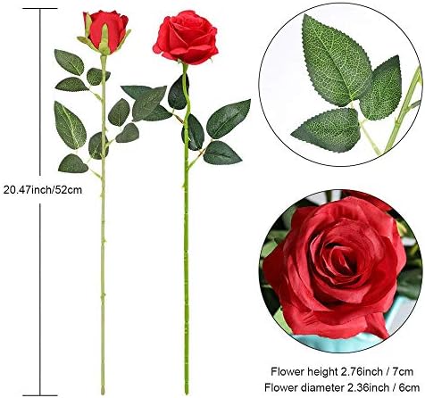 Hawesome 12PCS Artificial Silk Roses Bouquet with Realistic Buds