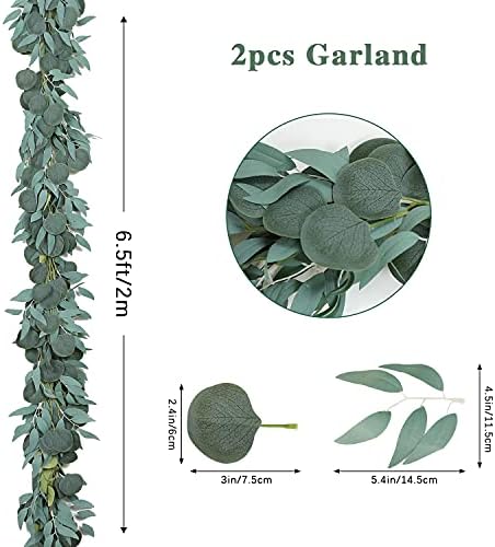 JUSTOYOU 2 Pack Artificial Eucalyptus Garland