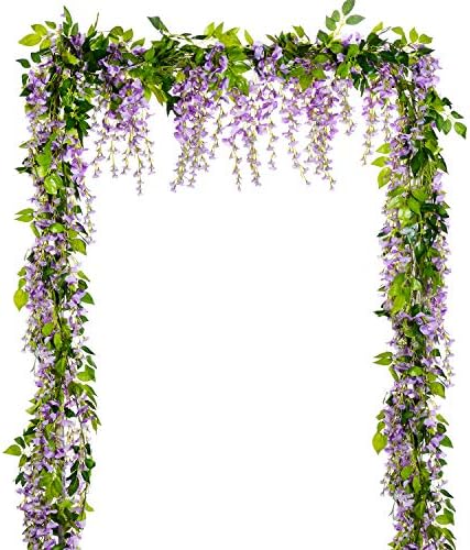 Lvydec Wisteria Artificial Flowers Garland Light Purple 288ft 4 Pcs