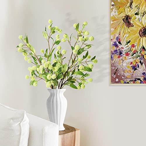 MelorcaGuilla Artificial Plants 4PCS 354 Inch Green Faux Branches for Vase