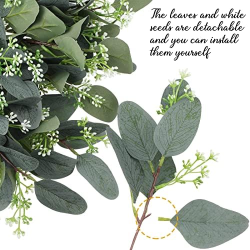 Janinka Artificial Eucalyptus Leaves with White Seeds 60 Pcs