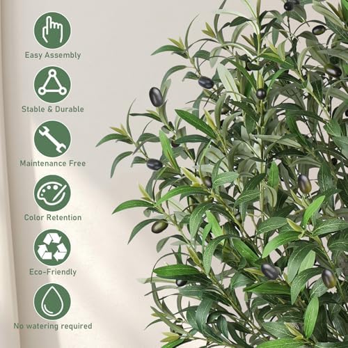 Fairblo 6 FT Artificial Olive Tree with 2100 Leaves and 80 Fruits