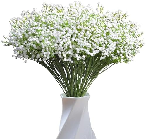 JIFTOK Artificial Babys Breath Flowers 24 Pcs White Wedding Decoration
