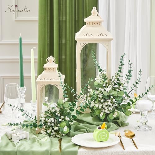Serwalin 100 Pcs Mixed Artificial Eucalyptus Stems and Flowers