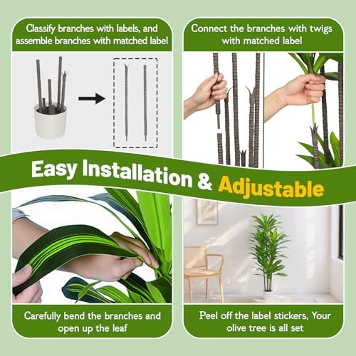 7FT Tall Artificial Dracaena Tree with Realistic Silk Leaves