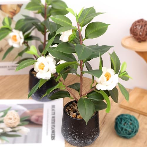 Gresorth 2 Pack Artificial Potted Plants with Flowers