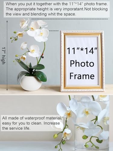 Forlaoers White Real Touch Orchid Artificial Flowers with Vase