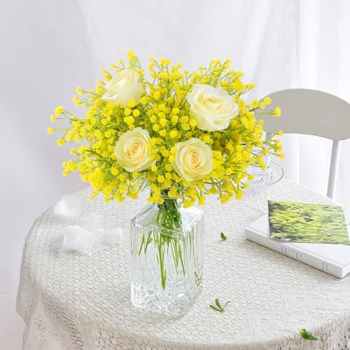 NT NIETING 10Pcs Yellow Artificial Babys Breath Flowers Bouquet Filler