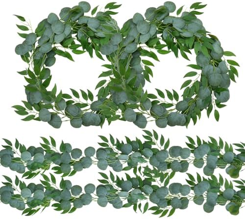 4 Pack Artificial Eucalyptus Garland with Willow Leaves