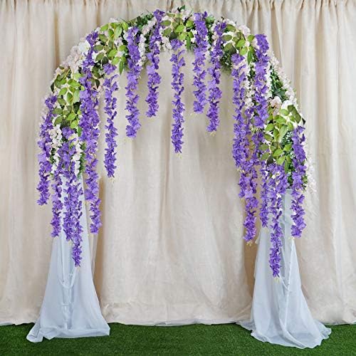 6 Pack Artificial Wisteria Vine Hanging Garland Purple