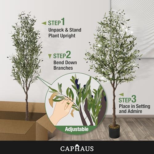CAPHAUS 7 Feet Artificial Olive Tree with Pot