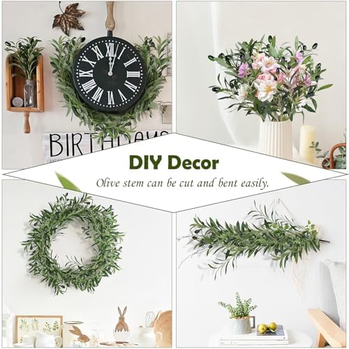 XONOR Artificial Olive Branches 6Pcs 16 Inch Set