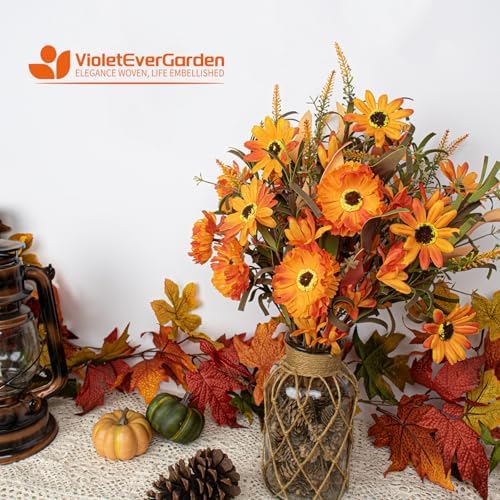VioletEverGarden 12 Pack Artificial Fall Flowers