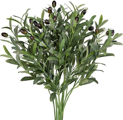 XONOR Artificial Olive Branches 6Pcs 18 Inch Set