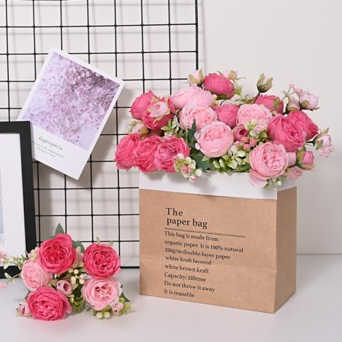MARTINE MALL 2 Pack Mixed Pink Artificial Peonies Flowers