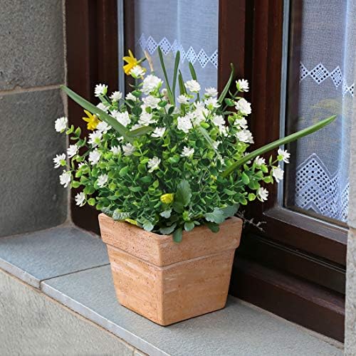 HAPLIA 6 Bundle Artificial Flowers Set - White UV Resistant