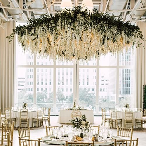 12Pcs Artificial Wisteria Flowers Hanging Garland Decor