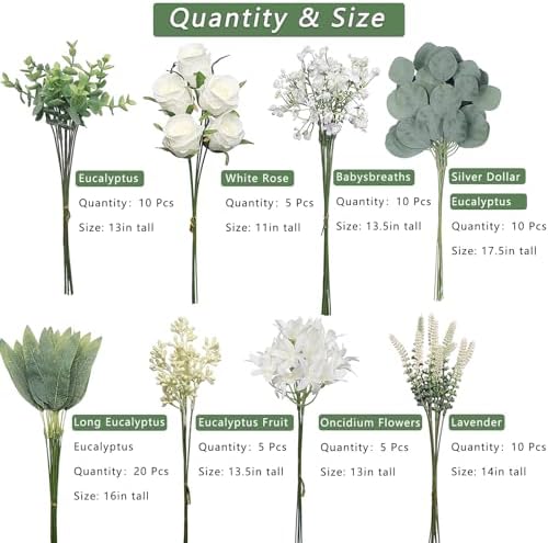 VIERENA Artificial Greenery Stems Box Set 75pcs