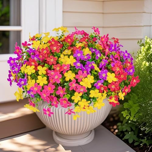 16 Piece Artificial Flowers Outdoor Decor UV Resistant