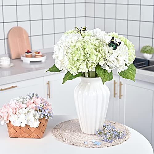 Waipfaru 21 Inch Real Touch Hydrangea Artificial Flowers with Long Stem and Leaves