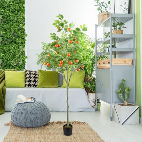 6 Feet Fake Orange Tree Artificial with Realistic Fruits and Leaves