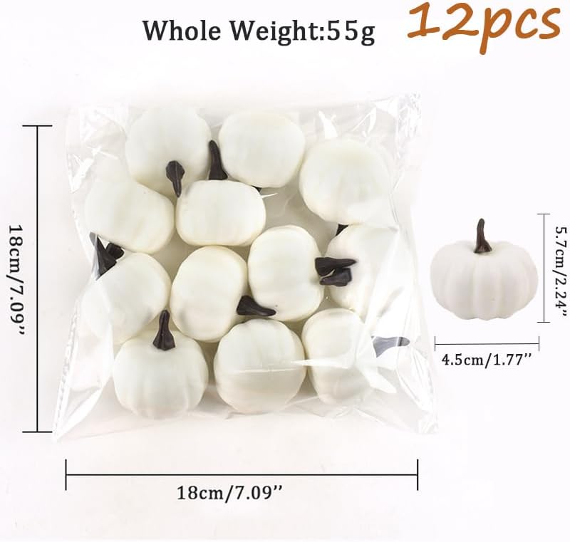 YUNXIASW Artificial White Pumpkin 12PCS Foam Fall Decor