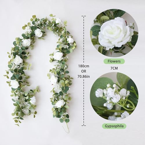 Annas Whimsy 591FT Artificial Eucalyptus Garland with Flowers