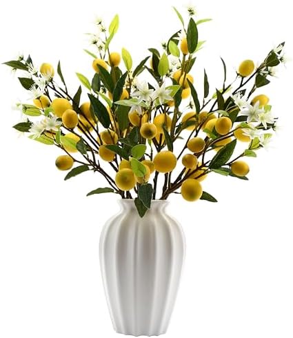 Lifelike Artificial Lemon Flowers 5pcs 24 Inch