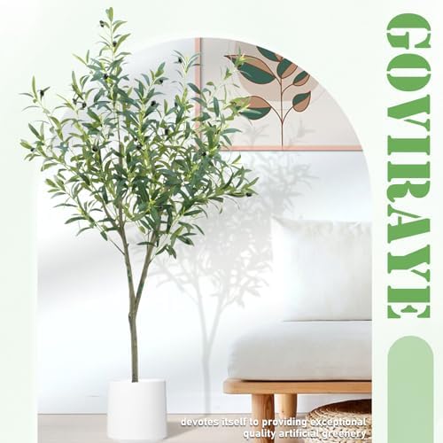 GOVIRAYE Artificial Olive Tree 5ft - Lifelike Indoor Faux Plant
