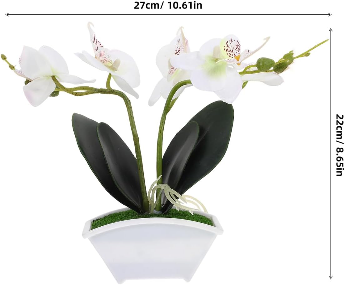 POPETPOP Artificial Orchid Flowers in Ceramic Pot White
