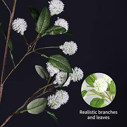 MelorcaGuilla Artificial Plants 4PCS 354 Inch Green Faux Branches for Vase