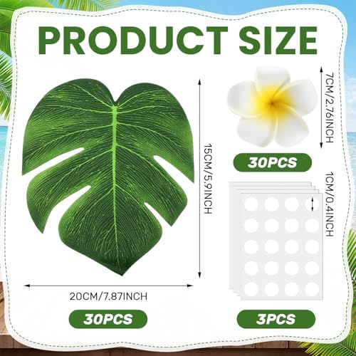 60 Pcs Tropical Party Decor Supplies with Glue