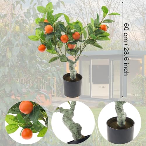 23 Inch Realistic Artificial Orange Tree with Fake Mandarin Oranges