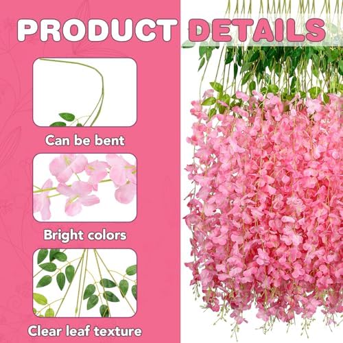 Alotiki Wisteria Garland Artificial Flowers 36ft Pink