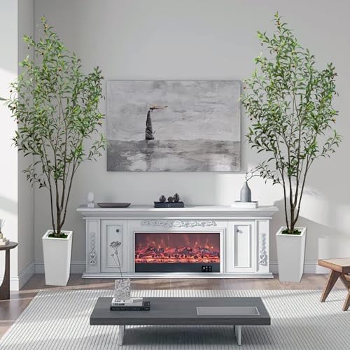 7FT Artificial Olive Tree with Dried Moss and White Pot