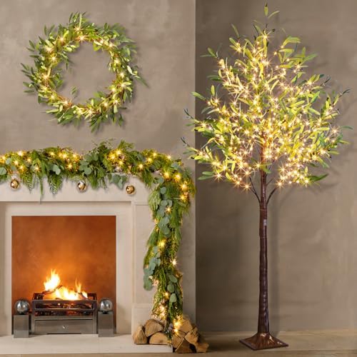 Vanthylit 6ft Artificial Olive Tree with 300 LED Lights