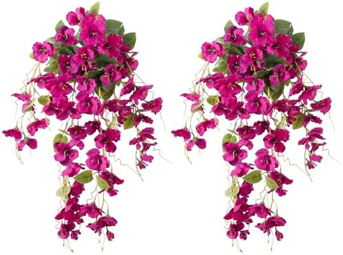 Ivydale Artificial Hanging Hibiscus Flowers 2pcs Fuchsia UV Resistant Decor