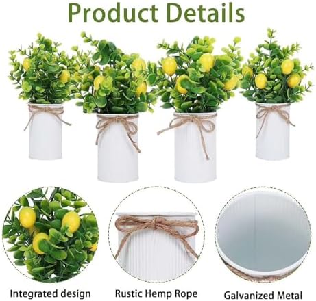 Artificial Fruit Tree with Pot 2Pcs Fake Bonsai Greenery Decor
