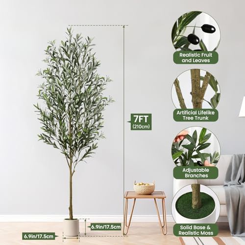 7FT Artificial Olive Tree with Realistic Fruits and Trunk