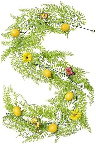 69in Artificial Lemon Vine Garland with Leaves and Butterflies