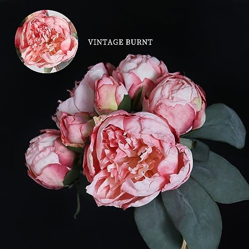 Vintage Pink Peonies Artificial Flowers 2 Bouquets