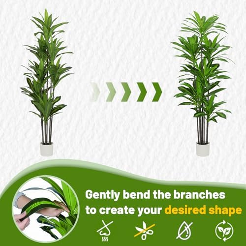 7FT Tall Artificial Dracaena Tree with Realistic Silk Leaves