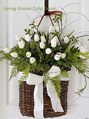 Beferr White Tulips Artificial Flowers 18Pcs Bouquet Set
